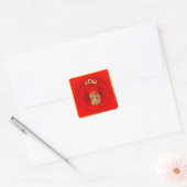 Chinese FU Luck Luck Lanttern Year SqS3 Vierkante Sticker (Envelop)