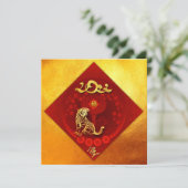 Chinese FU Luck Luck Liger Year SqC3 Feestdagenkaart (Staand voorkant)