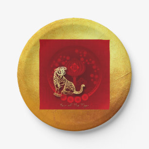 Chinese FU Luck Luck Tiger Year groeting PP01 Papieren Bordje