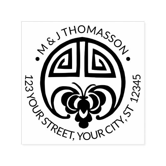 Chinese Geluks Bat Naam Retouradres Zelfinktende Stempel (Design)