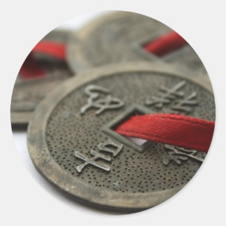 Chinese geluksmunten ronde sticker
