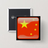 Chinese gepolijst vlag vierkante button 5,1 cm (Voorkant /achterkant)