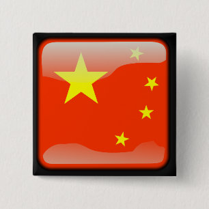Chinese gepolijst vlag vierkante button 5,1 cm