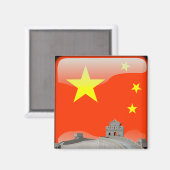 Chinese glanzende vlag magneet (Voorkant / Achterkant)