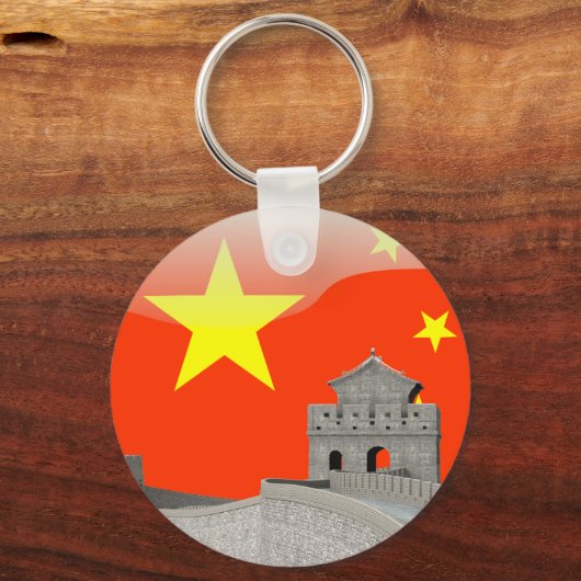 Chinese glanzende vlag sleutelhanger (Voorkant)
