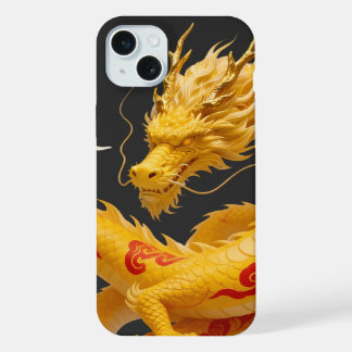 Chinese Gold Red Dragon Art Fantasy Design With Cl iPhone 15 Plus Case