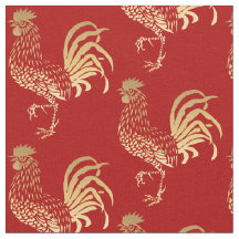 Chinese Golden Rooster Year Zodiac Birthday fabric