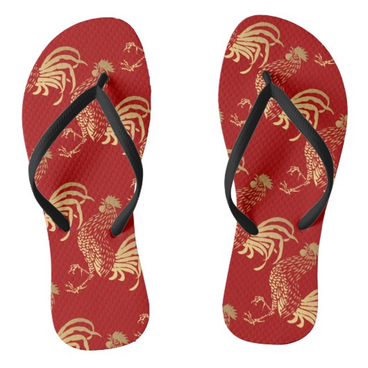 Chinese Golden Rooster Year Zodiac Birthday FlipF Teenslippers (Voetbed)