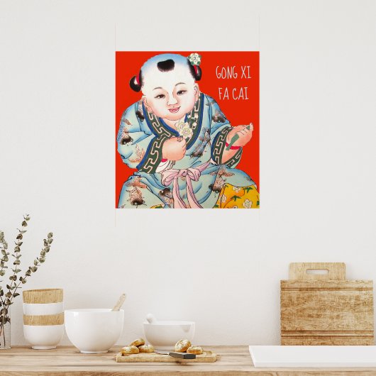 Chinese Gong Xi Fa Cai New Years Buddha Poster (Keuken)