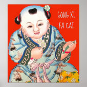 Chinese Gong Xi Fa Cai New Years Buddha Poster (Voorkant)