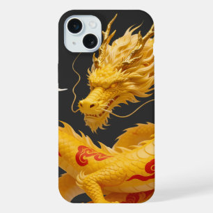 Chinese Goud Rode Draak Kunst Fantasie Ontwerp Met iPhone 15 Plus Case