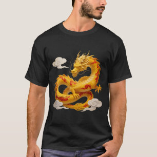 Chinese Goud Rode Draak Kunst Fantasie Ontwerp Met T-shirt