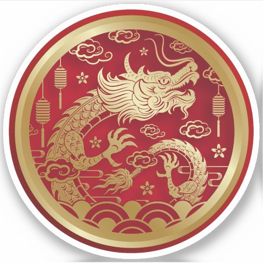 Chinese Gouden draak Jaar van de draak 2024 Sticker (Voorkant)