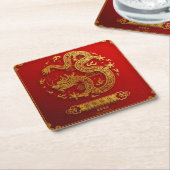 Chinese gouden draak Maanjaar 2024 Kartonnen Onderzetters (Schuin)