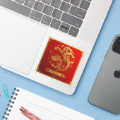 Chinese gouden draak Maanjaar 2024 Sticker (Laptop met iPhone)