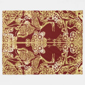 Chinese gouden kranen over rood fleece deken (Voorkant (Horizontaal))
