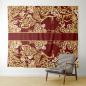 Chinese gouden kranen over rood wandkleed (In Situ (horizontaal))