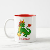 Chinese Green Dragon Custom Name Tweekleurige Koffiemok (Links)
