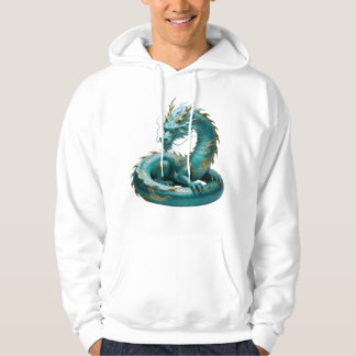 Chinese Green Gold Dragon Art Fantasy Design With  Hoodie