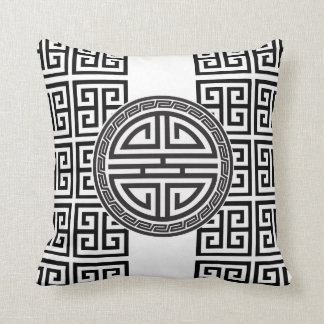 Chinese/Griekse Design Kussen - Zwart & Wit