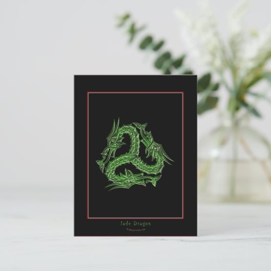 CHINESE GROEN DRAGON-ONTWERP BRIEFKAART (Staand voorkant)