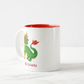 Chinese Groene Draak Aangepaste Naam Tweekleurige Koffiemok (Voorkant links)