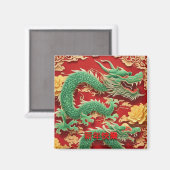 Chinese Groene Draak Nieuwjaar 2024 SqM Magneet (Voorkant / Achterkant)