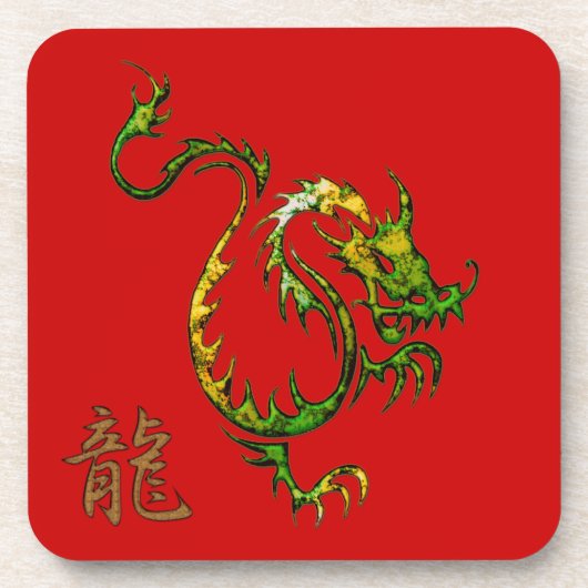 Chinese groene draak over de Rode Drink-kust Drankjes Onderzetter (Voorkant)