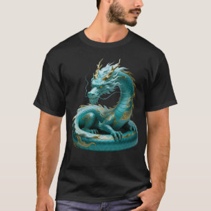 Chinese Groene Gouden Draak Kunst Fantasie Ontwerp T-shirt