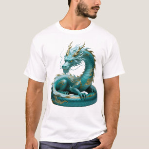Chinese Groene Gouden Draak Kunst Fantasie Ontwerp T-shirt