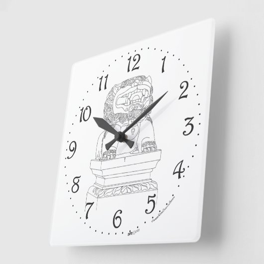 Chinese Guardian Lion Square Wall klok (Hoek)