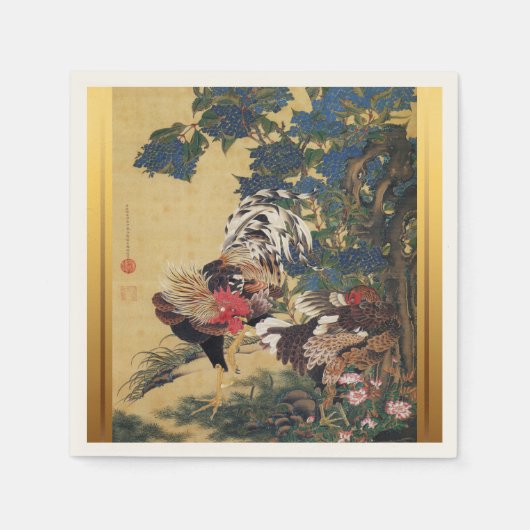 Chinese Haan Nieuwjaar 2017 Japanse Art Paper N Servetten (Voorkant)