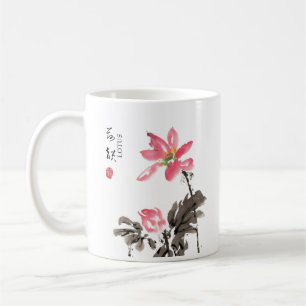 Chinese handbeschilderde Waterverf Floral Lotus Co Koffiemok