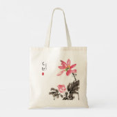 Chinese handbeschilderde Waterverf Floral Lotus Ta Tote Bag (Achterkant)
