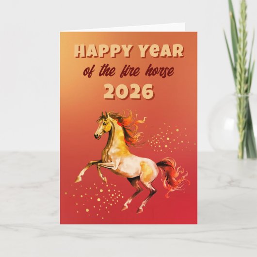 Chinese Happy Year of the Fire Horse 2026 Feestdagen Kaart (Voorkant)