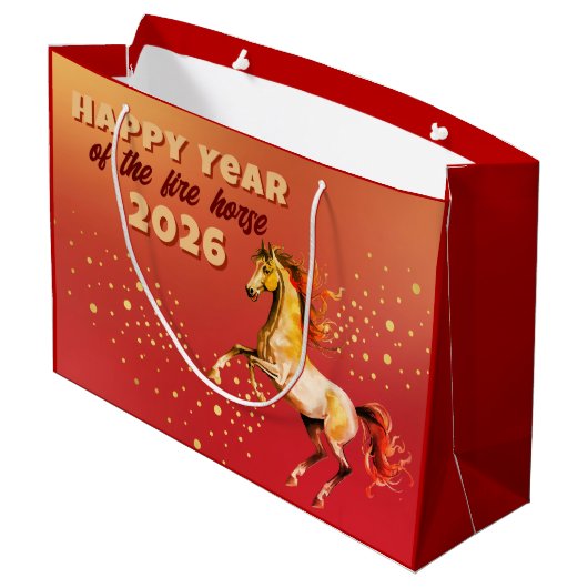 Chinese Happy Year of the Fire Horse 2026 Groot Cadeauzakje (Achterkant Gekanteld)