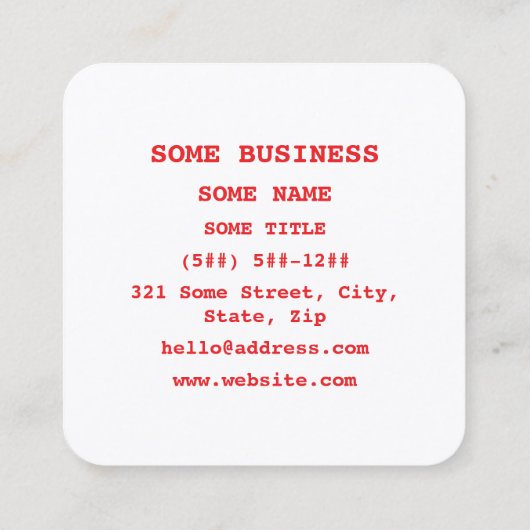 Chinese Hello! 你好! Ni Hao! Vierkante Visitekaartje (Achterkant)