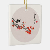  Chinese herfst vogelrode bladeren Keramisch Ornament (Rechts)