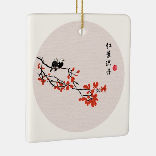  Chinese herfst vogelrode bladeren Keramisch Ornament (Rechts)