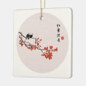  Chinese herfst vogelrode bladeren Keramisch Ornament (Links)