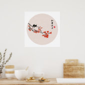  Chinese herfst vogelrode bladeren Poster (Keuken)
