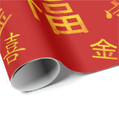 Chinese hiërogliefen, geluk, rijkdom | Viering Cadeaupapier (Rol Hoek)