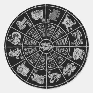 Chinese Horoscope Zodiac Wheel Sitckers Ronde Sticker
