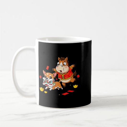 Chinese Horse Chihuahua Funny Kid Mens Womens Happ Koffiemok (Links)