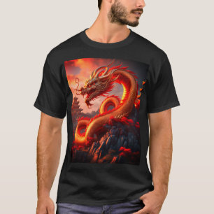 Chinese houten draak t-shirt