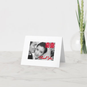 Chinese Huwelijk van het Geluk van de foto dankt Bedankkaart