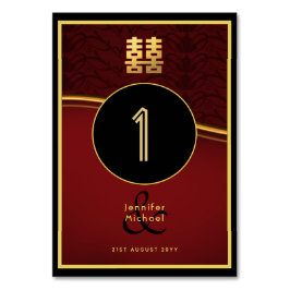 Chinese Huwelijks Tafel Nummers Rood Goud Benoemd Kaart