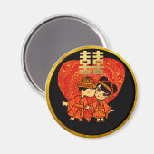Chinese Huwelijksfeest Decoratie - Schattig KOPPEL Magneet (Voorkant / Achterkant)