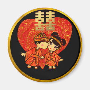 Chinese Huwelijksfeest Decoratie - Schattig KOPPEL Magneet