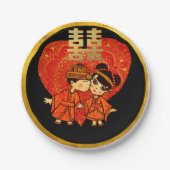 Chinese Huwelijksfeest Decoratie - Schattig KOPPEL Papieren Bordje (Voorkant)